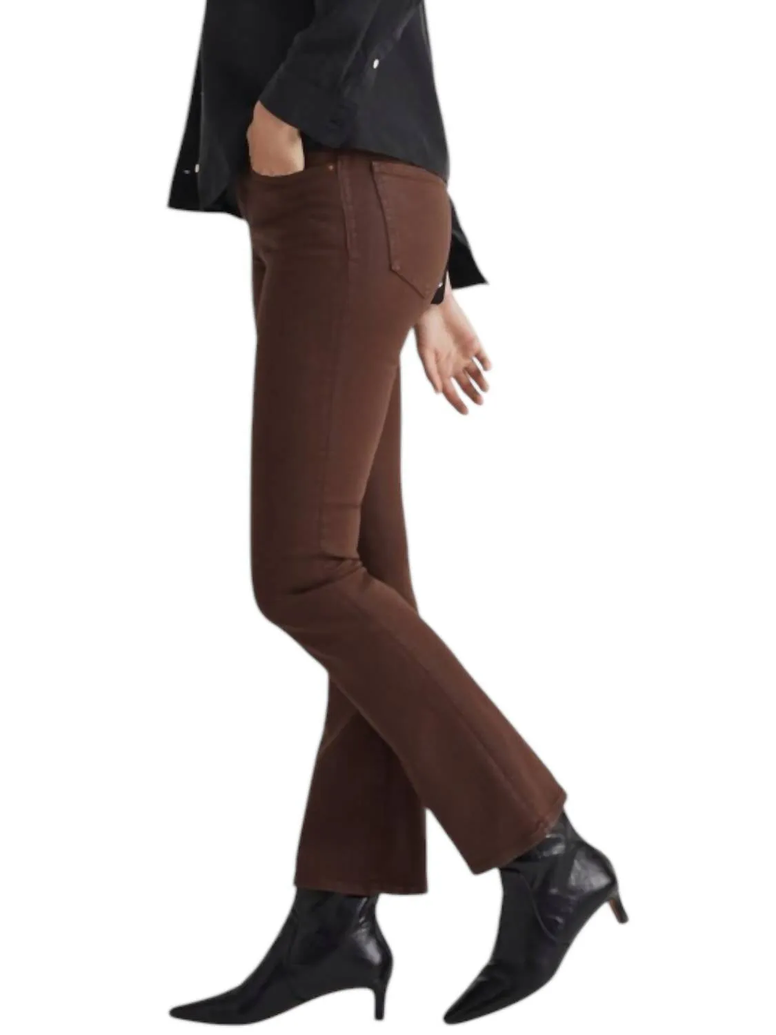 Beschichtete Jeans Kickout Crop Hosen in Heißer Schokolade