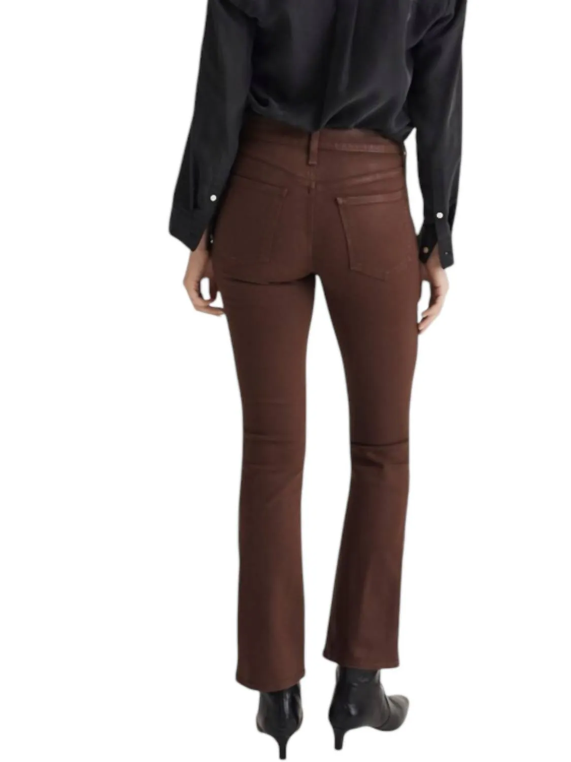 Beschichtete Jeans Kickout Crop Hosen in Heißer Schokolade