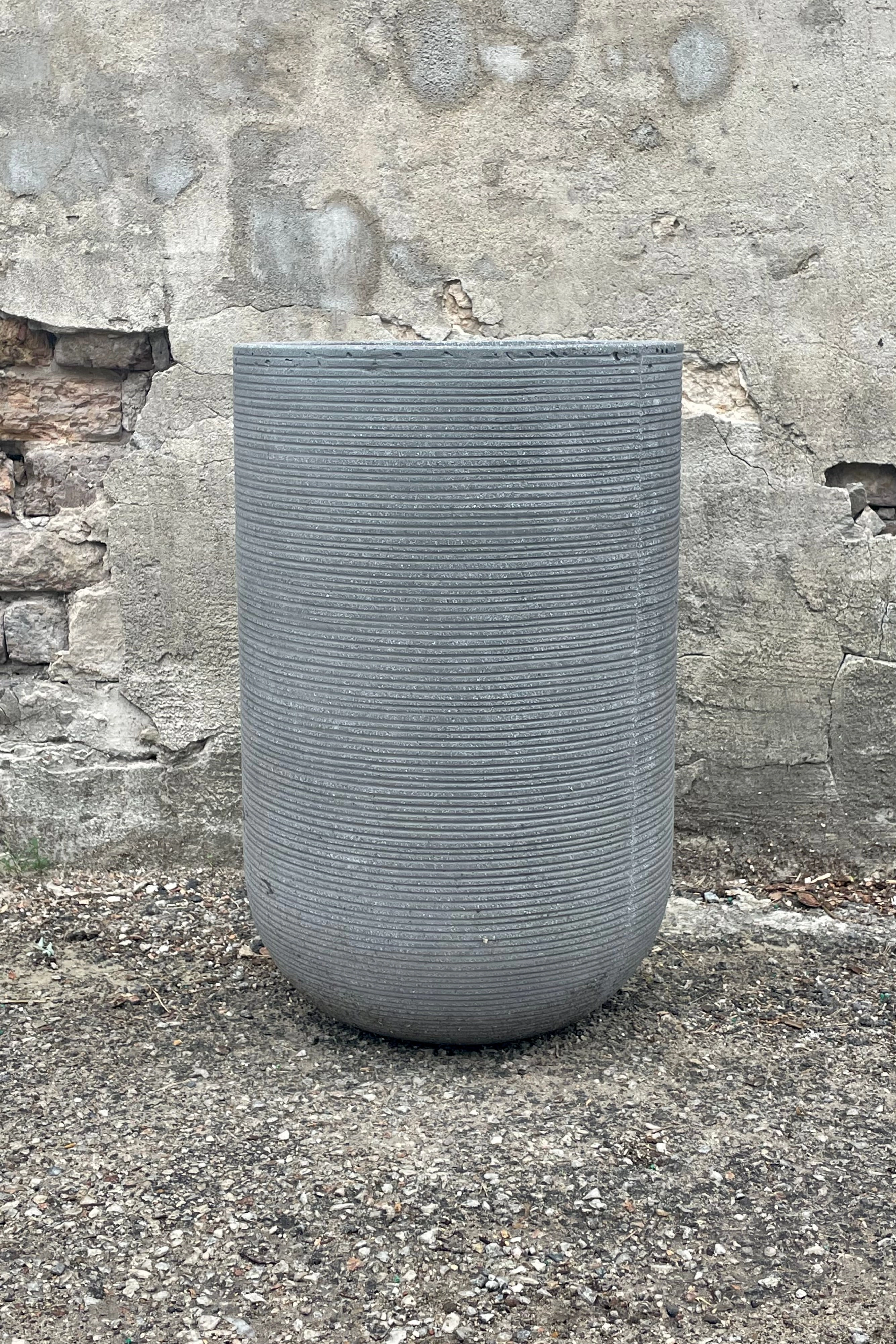 Cody High Pot Horizontal Ridged Dark Grey Medium,indoor flower container