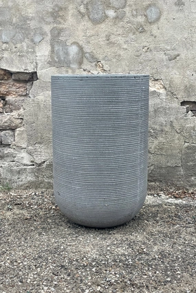Cody High Pot Horizontal Ridged Dark Grey Medium,indoor flower container