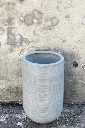 Cody High Pot Horizontal Ridged Light Grey Medium,indoor flower container
