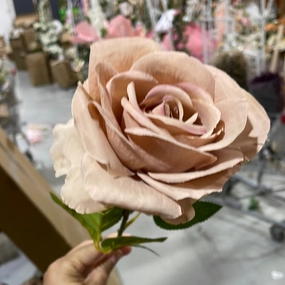 Coffee Single Stem RocoCo Rose artificial flower bouquet  