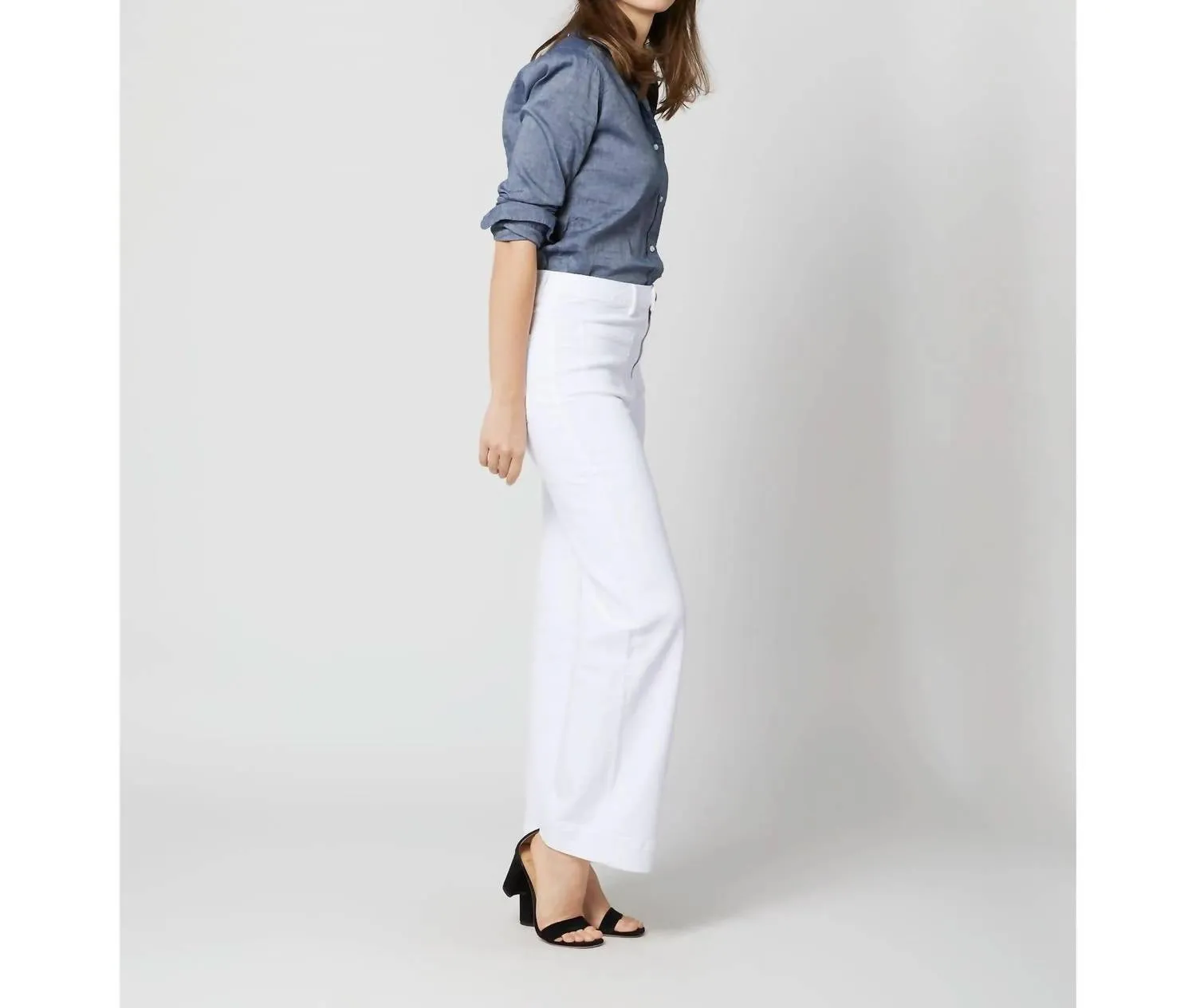 Säulen-Patchtasche Jeans In Weißem Stretch-Denim