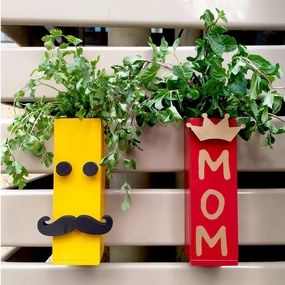 Combo for mom and dad Magnetic Hydroponic or Artificial Plants Holder,classic ceramic flowerpot