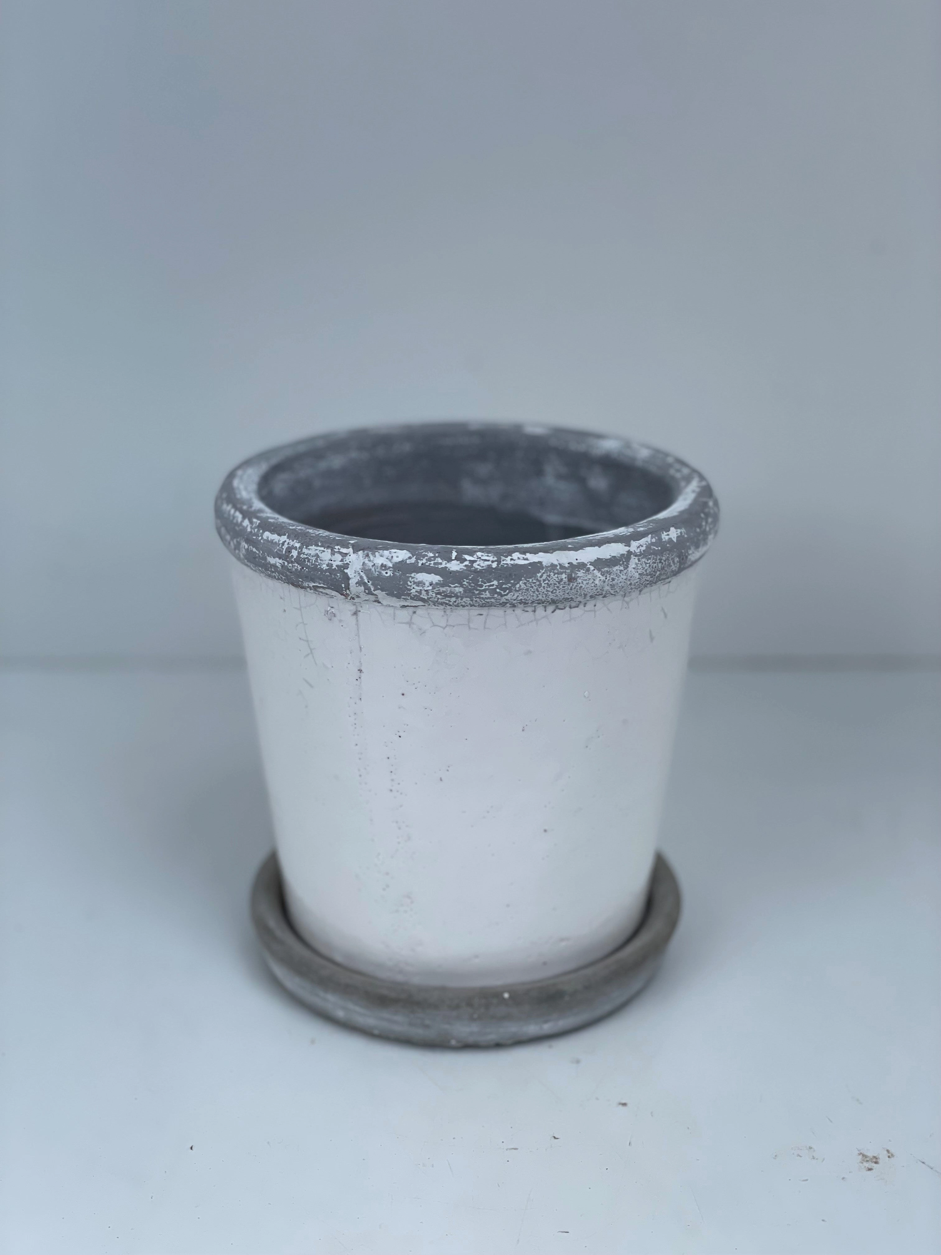 Concrete Glazed Flower Pot White,terracotta plant pot