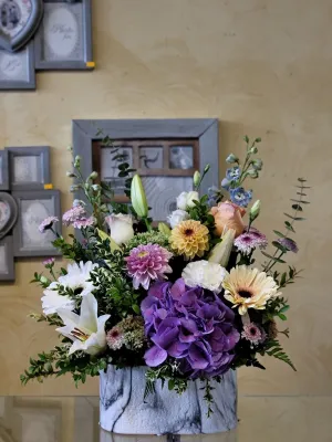 Container arrangement No.10,faux bloom stem 