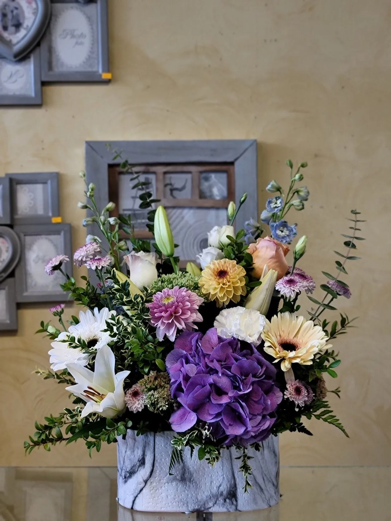 Container arrangement No.10,faux bloom stem 
