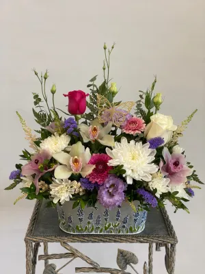 Container arrangement No.24,faux bloom stem 
