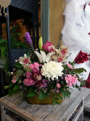 Container arrangement No.25,faux bloom stem 