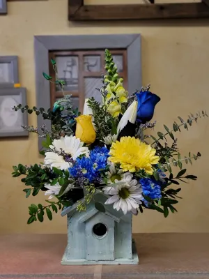Container arrangement No.28,faux bloom stem 