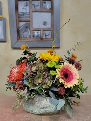 Container arrangement No.33,faux bloom stem 