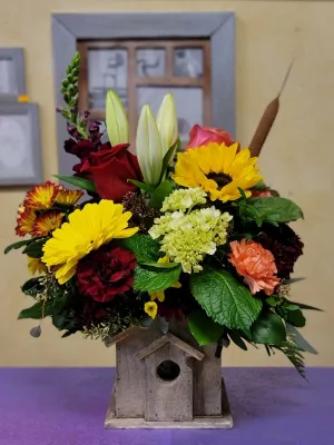 Container arrangement No.34,faux bloom stem 