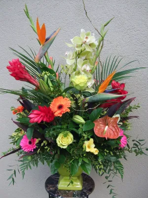 Container arrangement No.35,faux bloom stem 
