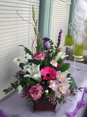 Container arrangement No.36,faux bloom stem 