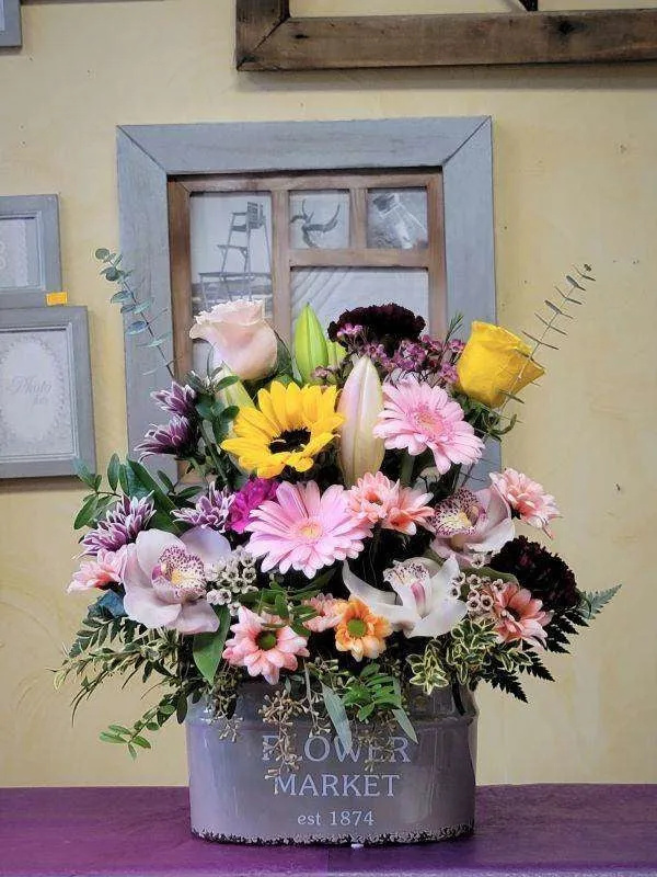 Container arrangement No.38,faux bloom stem 