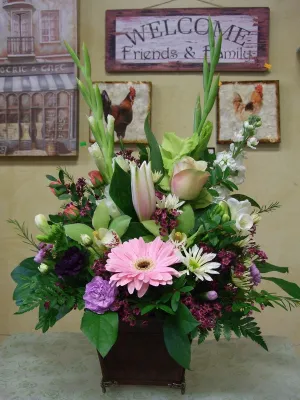 Container arrangement No.41,faux bloom stem 