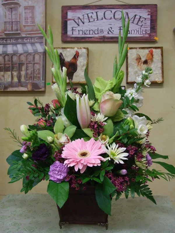 Container arrangement No.41,faux bloom stem 