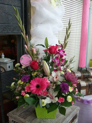 Container arrangement No.42,faux bloom stem 