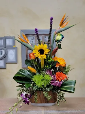 Container arrangement No.43,faux bloom stem 