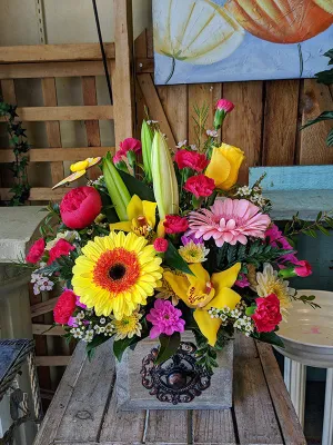 Container arrangement No.46,faux bloom stem 