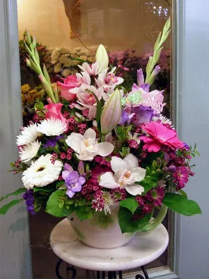 Container arrangement No.49,faux bloom stem 