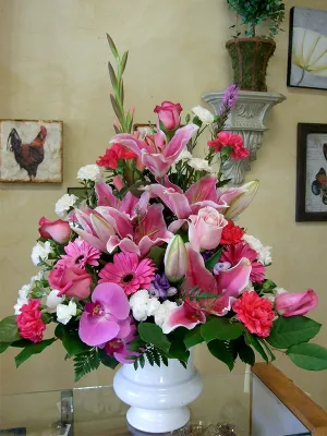 Container arrangement No.50,faux bloom stem 