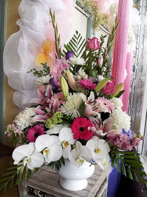 Container arrangement No.53,faux bloom stem 
