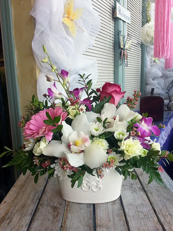 Container arrangement No.59,faux bloom stem 