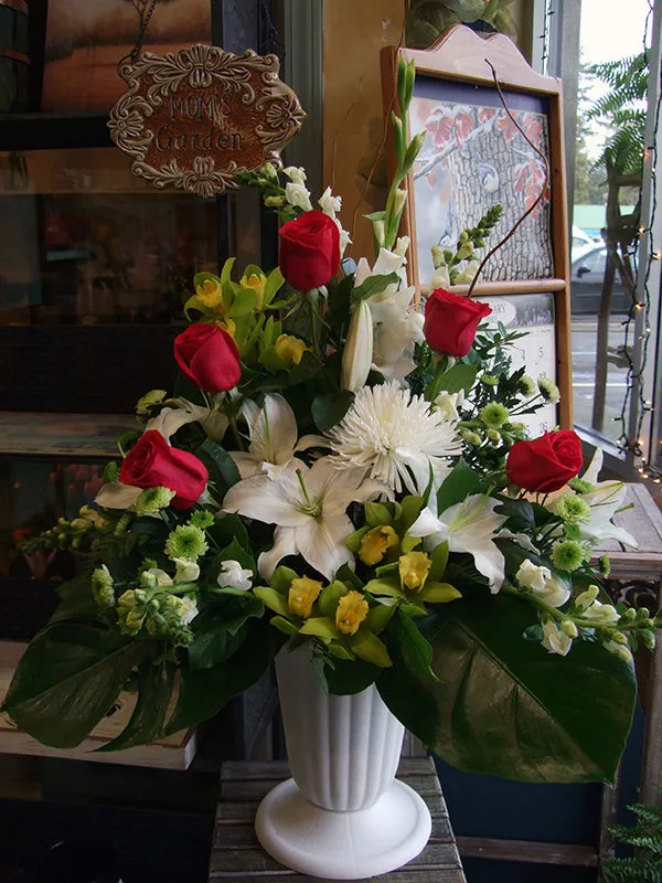 Container arrangement No.61,faux bloom stem 