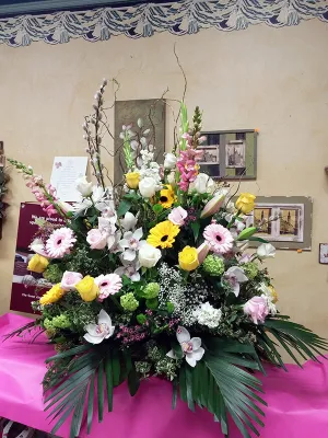 Container arrangement No.62,faux bloom stem 