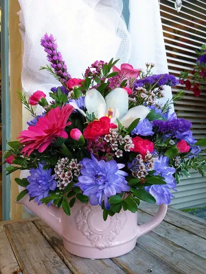 Container arrangement No.65,faux bloom stem 