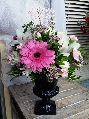 Container arrangement No.66,faux bloom stem 