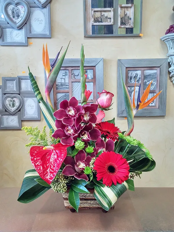 Container arrangement No.67,faux bloom stem 