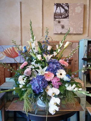 Container arrangement No.69,faux bloom stem 