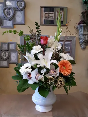 Container arrangement No.72,faux bloom stem 