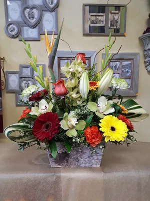 Container arrangement No.73,faux bloom stem 