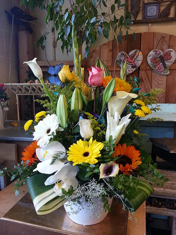 Container arrangement No.75,faux bloom stem 
