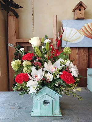 Container arrangement No.77,faux bloom stem 