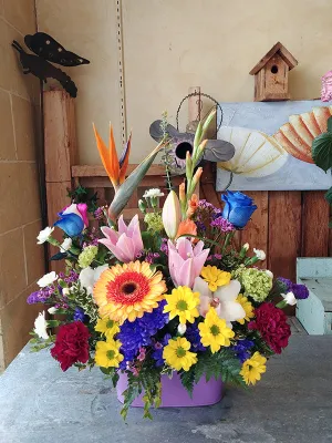 Container arrangement No.78,faux bloom stem 