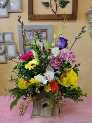 Container arrangement No.79,faux bloom stem 