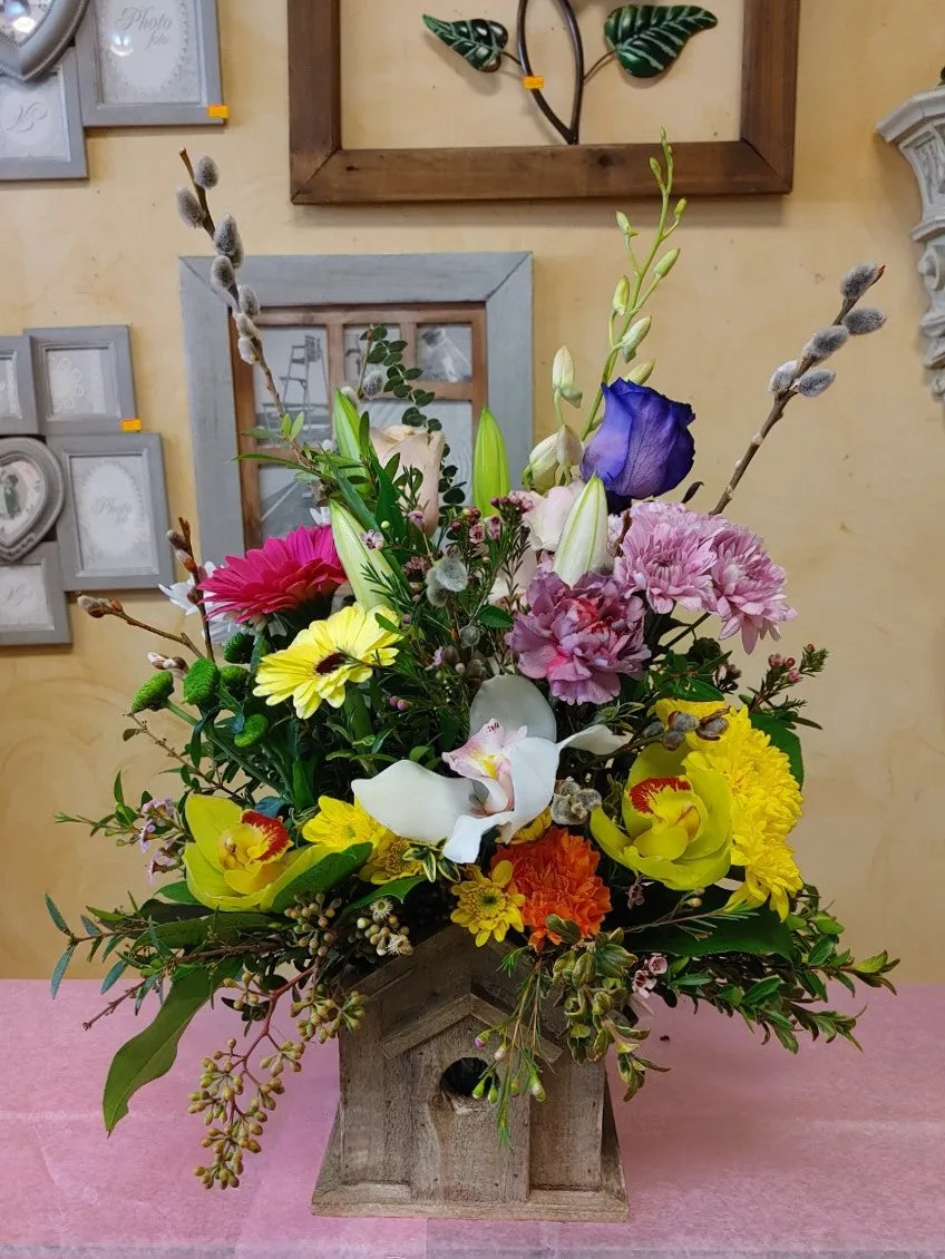 Container arrangement No.79,faux bloom stem 