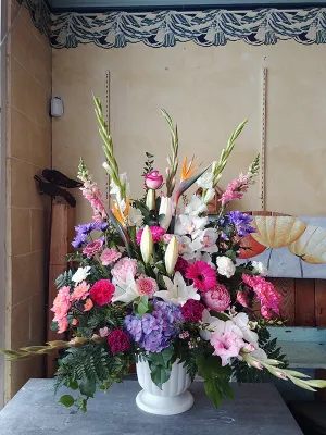 Container arrangement No.82,faux bloom stem 