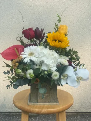 Container arrangement No.87,faux bloom stem 