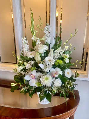 Container arrangement No.91,faux bloom stem 
