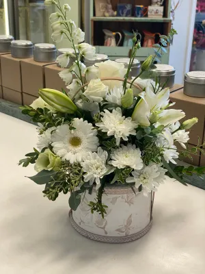 Container arrangement No.92,faux bloom stem 