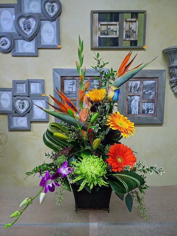 Container arrangement No.9,faux bloom stem 