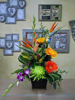 Container arrangement No.9,faux bloom stem 