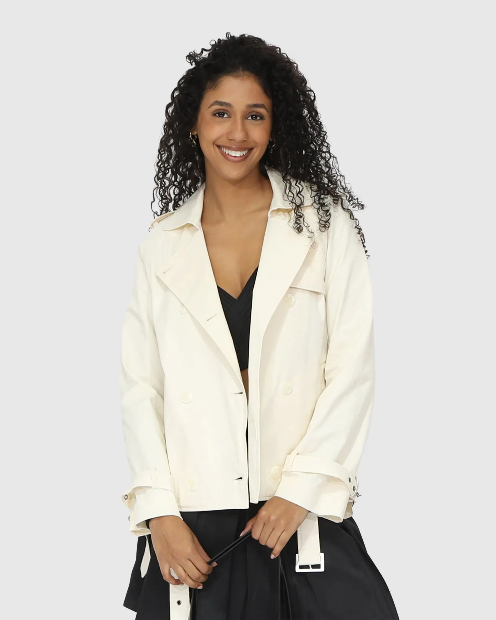 Coole Nächte Cropped Trenchcoat - Off White