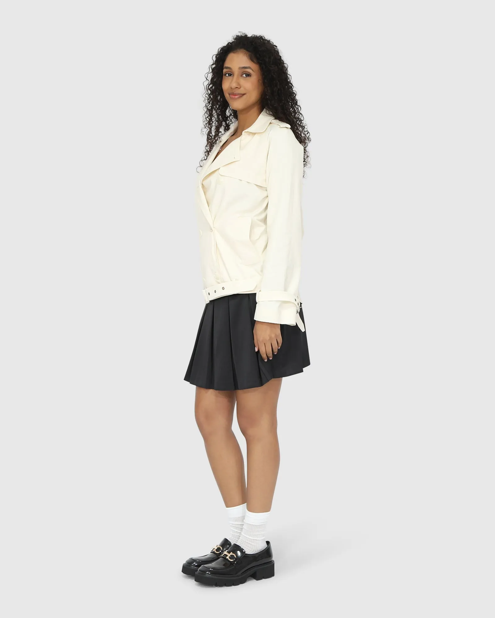 Coole Nächte Cropped Trenchcoat - Off White