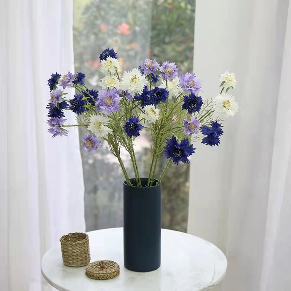Cornflower 5 Heads Artificial Silk Flower 55cm Stem CORNFLOWER001-004